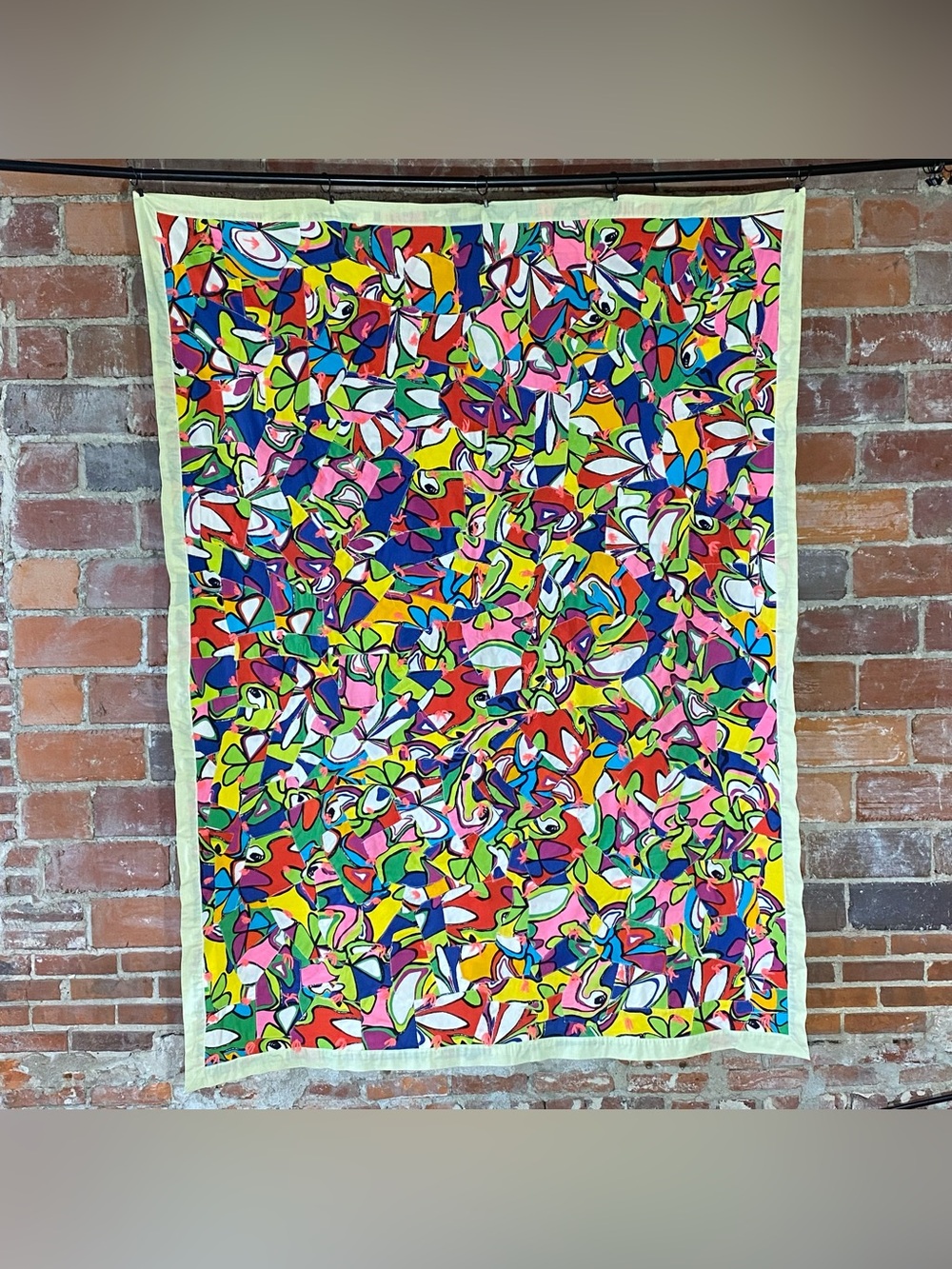 Vintage Crazy Tie Quilt 58” x 80” Abstract Art Funky